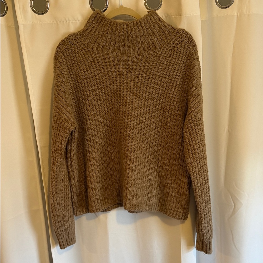 Anthropologie Women's Chunky Knit Mock Neck Sweater - Brown